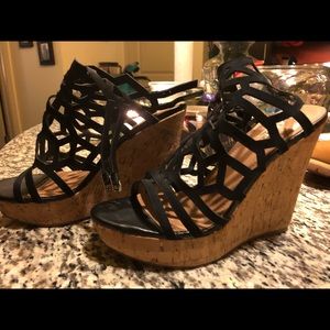 Stylish black wedges